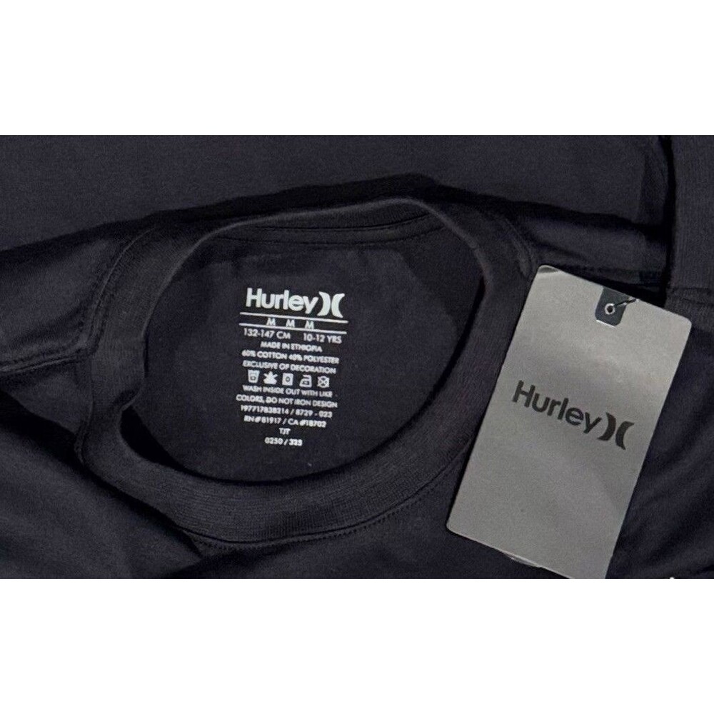 Hurley Big Boys Long Sleeve Vibes Graphic Black T-Shirt. Size M - Picture 4 of 4